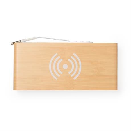 Reloj despertador con cargador inalámbrico personalizado de madera MDF con pantalla de hora, fecha y temperatura