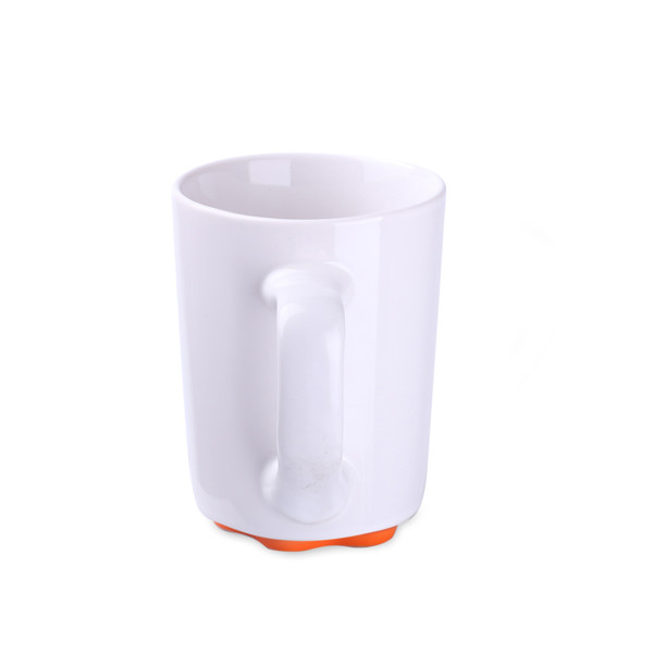 Keramična skodelica v barvi slonovine, 310 g, premer 80 mm - Bela / oranžna / 103 ml