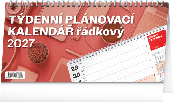 Notique Stolní Kalendář Plánovací Řádkový 2027, 25 x 12,5 cm