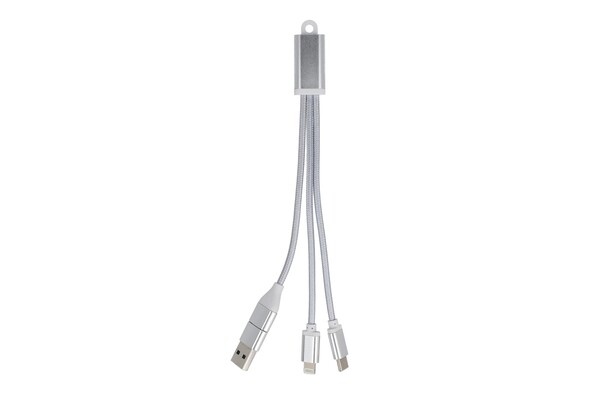 Câble de recharge 2 en 1 USB-A/C vers USB-C et Lightning en aluminium - Argent