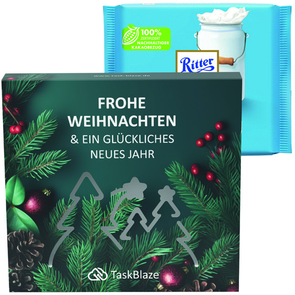 Promotional slipcase, forest punchings, Ritter SPORT Alpine milk chocolate