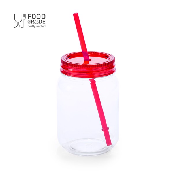 Heisond 500ml Glass Drinking Jar With Matching Straw for sale from