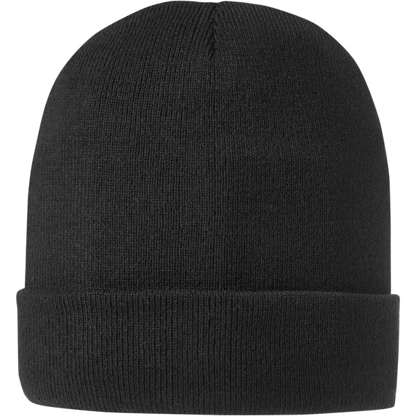 Gorro acrílico monocapa com borda dupla dobrada "Irwin" - Preto Liso