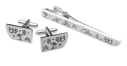 Cufflink And Tie Clips Set Tahiti