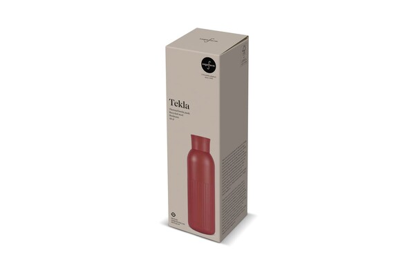 Sagaform Tekla Bouteille en acier avec bouchon poussoir (recyclé) 500 ml - Rouge foncé