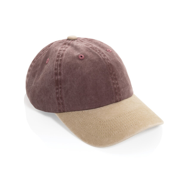 BEAU AWARE™ praná 6panelová dvoubarevná kšiltovka z bavlněné - Maroon