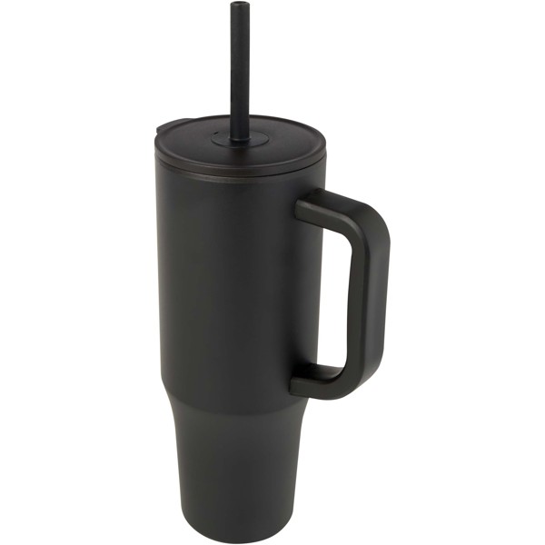 Izolovaný pohár Brady 900 ml s certifikátom RCS a silikónovou slamkou - Čierna