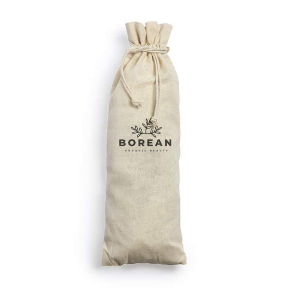Personalised cotton bag with drawstring for bottles and thermos flasks