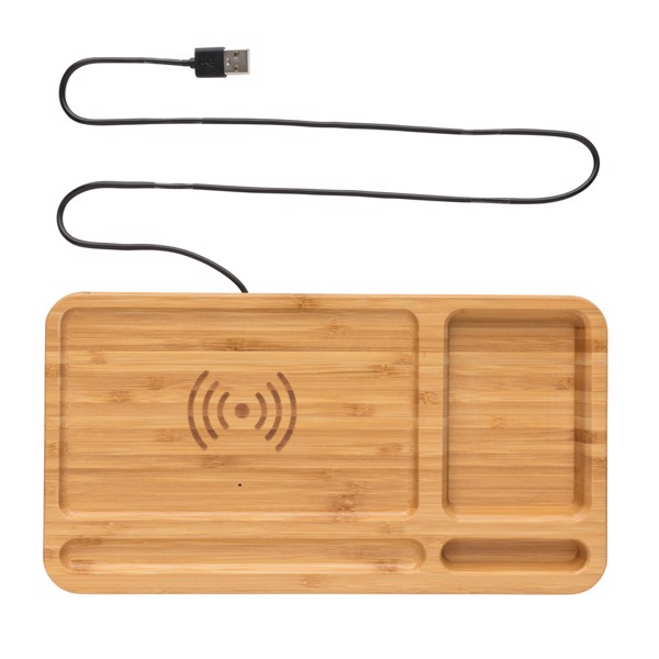 XD - Bamboo desk organiser 5W wireless charger