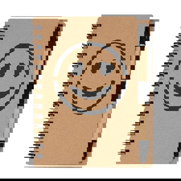 Notizbuch ca. B7 "lächelndes Gesicht" mit Kugelschreiber | Dylan - schwarz