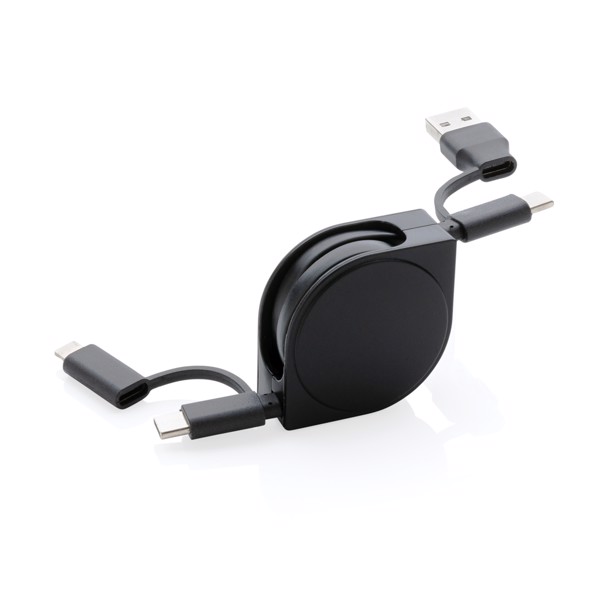 Nabíjecí kabel 6 v 1 z RCS recyklovaného plastu a TPE - Černá