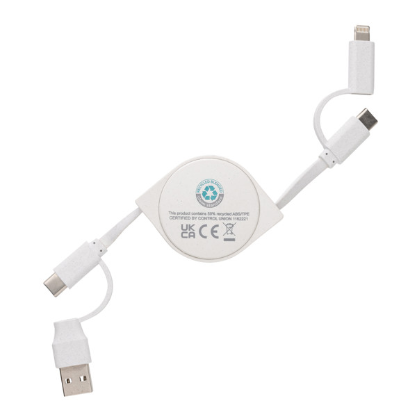 RCS standard recycled plastic and TPE 6-in-1 cable - White