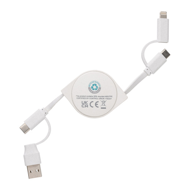 Xd Collection 6-v-1 kabel, recikliran ABS, TPE - Bela
