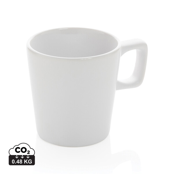 Keramische moderne koffiemok 300 ml - Wit / Wit