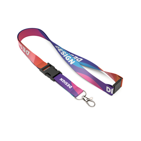 Lanyard de sublimação poliéster reciclado (rPET) destacável - 10mm width / Mosquetão metálico / Fecho de segurança