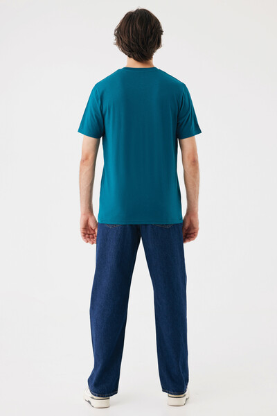 Tričko IQONIQ Brett z recykl. bavlny - Dark Teal / XS