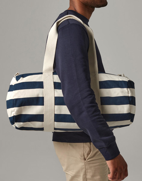 Nautical Barrel Bag - Natural / Navy / ONE SIZE