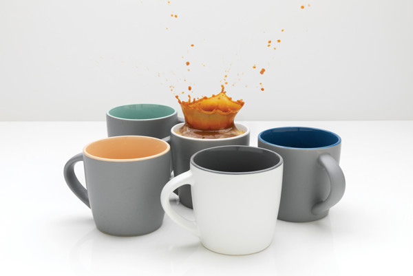 Ceramic mug with coloured inner 300ml - White / Grey