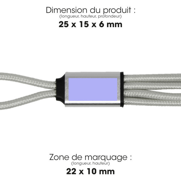 MIJI - CÂBLE COURT 4 EN 1 18 CM À CHARGE RAPIDE 20W EN MATÉRIAUX RECYCLÉS - SILVER