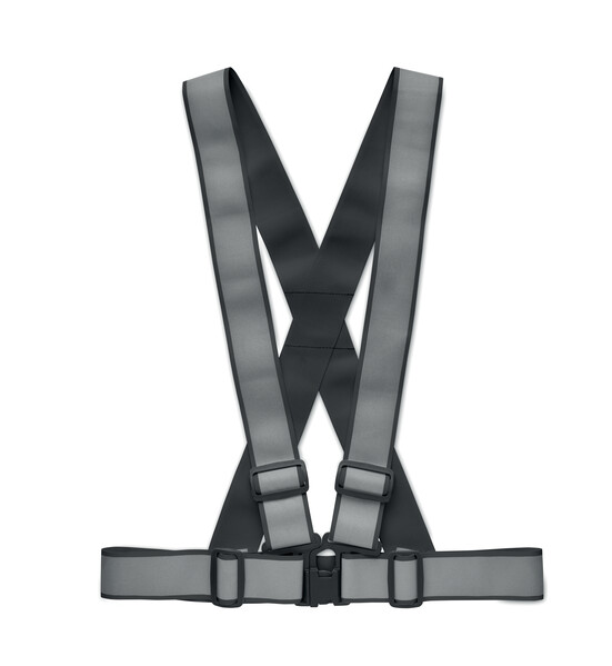 High visibility safety body belt EN17353 - Silver (Black polyester)