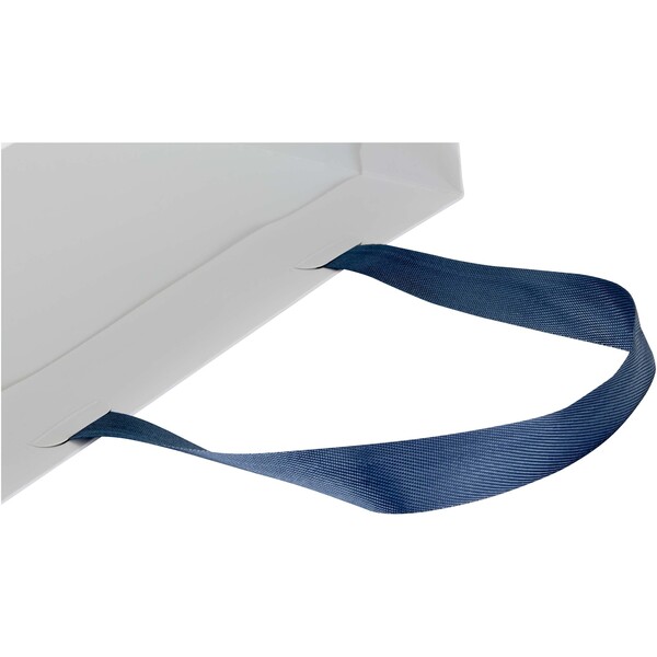 Smartfold 210 g/m² paper bag with ribbon handles and gloss lamination -  24 x 10 x 24 cm - Blue