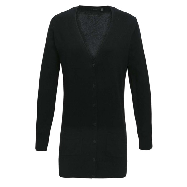 Women's Long Length Knitted Cardigan - Black / XS