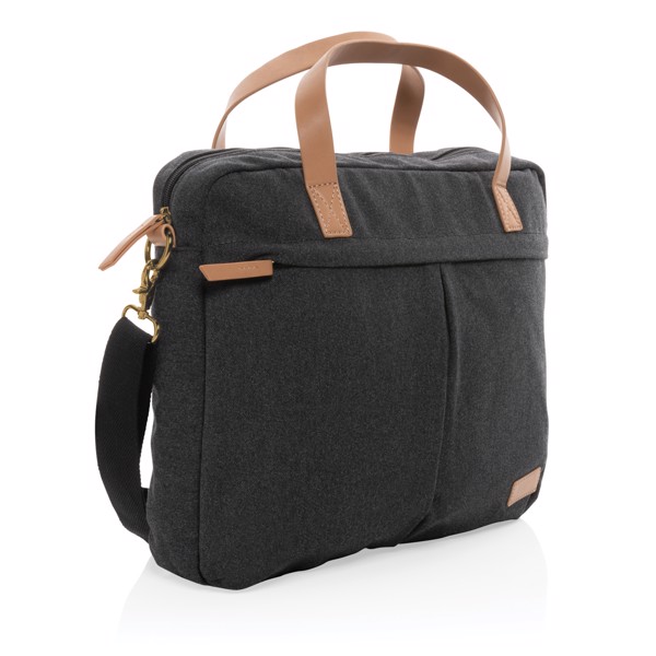 Impact AWARE™ 16 oz. recycled canvas laptop bag - Black