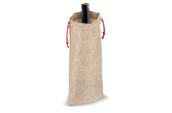 Pochette à vin en jute 14 x 34 cm