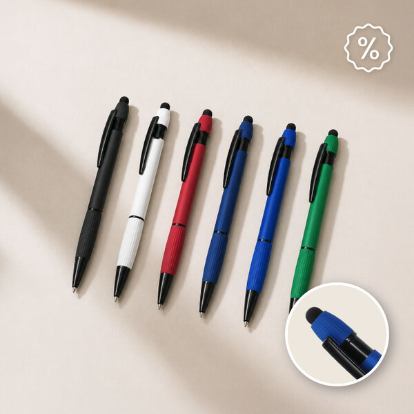 Esferográfica de Metal c/ Ponteiro para Ecrã Tátil  - Branco 