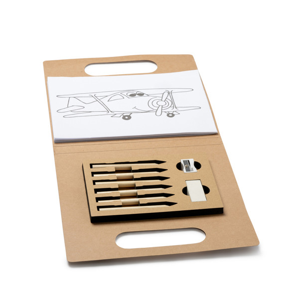 Personalised children's colouring set with sketchpad, coloured pencils, sharpener and eraser