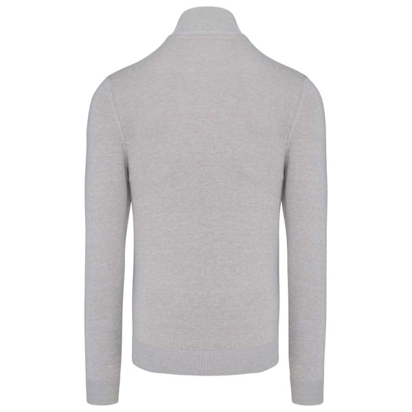 Men's Zip Neck Jumper - Grey Melange / XL