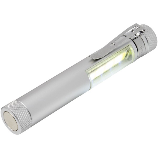 Stix COB-Taschenlampe mit Clip und Magnetfuß - Silber