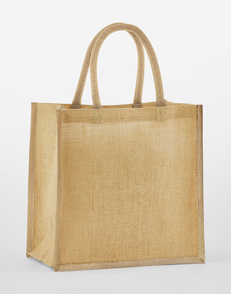 Natural Starched Jute Mini Gift Bag - Natural / Navy / ONE SIZE