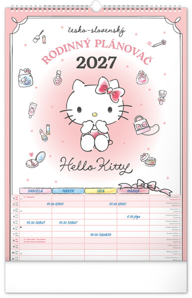 Notique Nástěnný Kalendář Rodinný Plánovací Hello Kitty Xl 2027, 33 x 46 cm