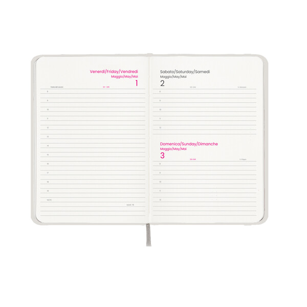 Agenda Giornaliera 2027, Copertina Rigida In Cartoncino Laminato - Bianco