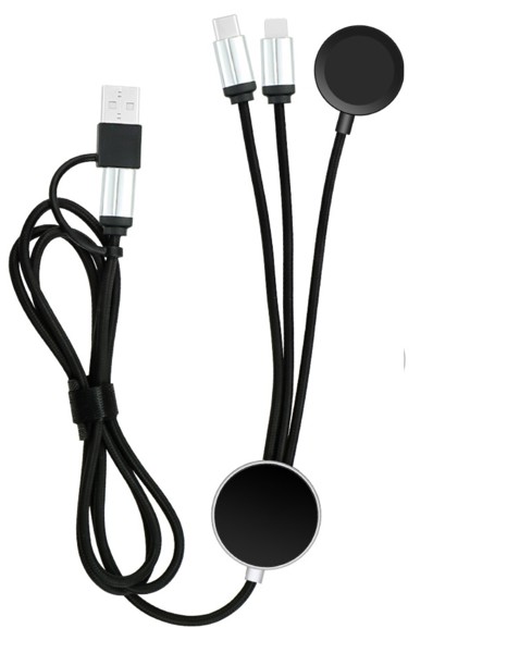 USB charging cable with watch charger 6in1 UC071 - BLACK