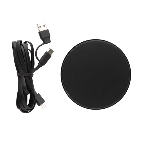 RCS standard recycled plastic 10W wireless charger - Black