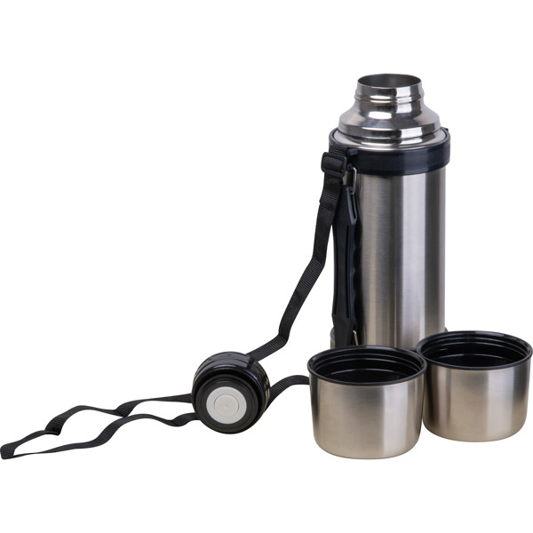 Vacuum insulated jug with cups EMANUEL - Silvergrey