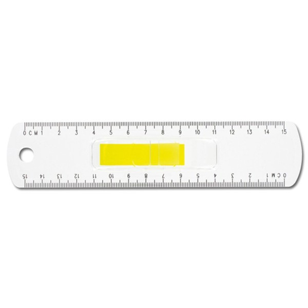 15cm TRANSPARENT RULER WITH PAGE FLAGS - Jaune / 