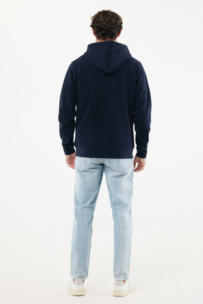 Mikina na zip s kapucí IQONIQ Abisko z recykl. bavlny - Námořní Modř / 5XL