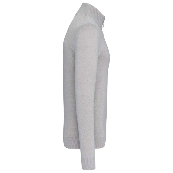Men's Zip Neck Jumper - Grey Melange / XL