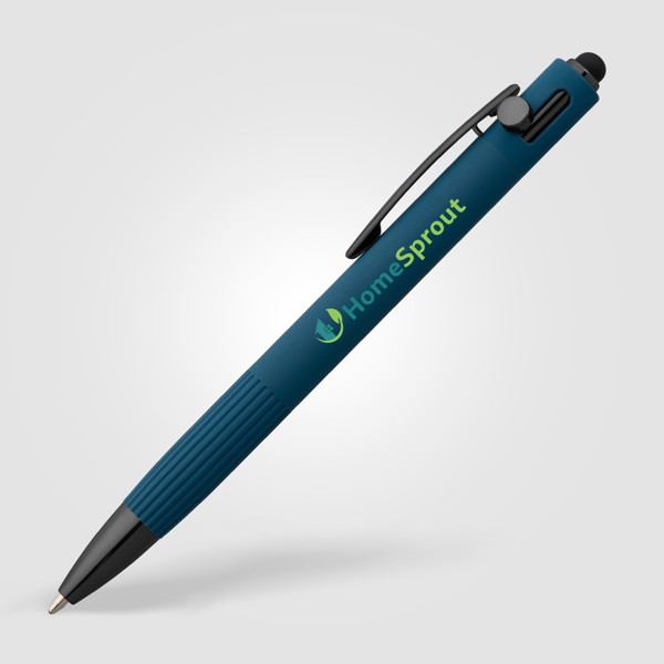 Stylo à bille Saga, aluminium recyclé, mécanisme à bouton-poussoir et stylet