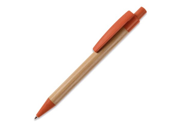 Stylo bille en bambou et paille de blé - Orange