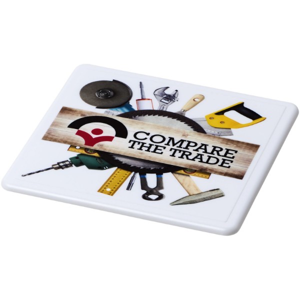 Renzo square plastic coaster - White