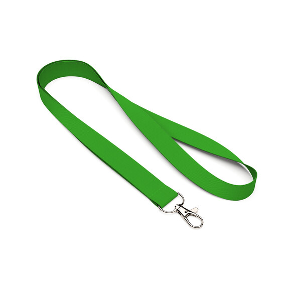 Polyester screen printed lanyard - Bright Lime Green / 20mm width / Metal carabiner