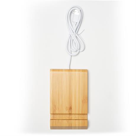 Custom wireless bamboo charger 5W with phone and tablet stand