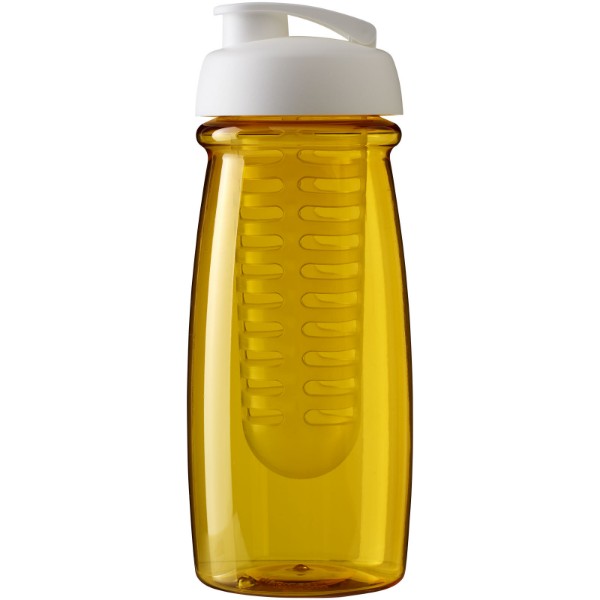 Bidon H2O Pulse® o pojemności 600 ml z wieczkiem zaciskowym zmożliwością przyrządzania wody smakowej - Żółty / Biały