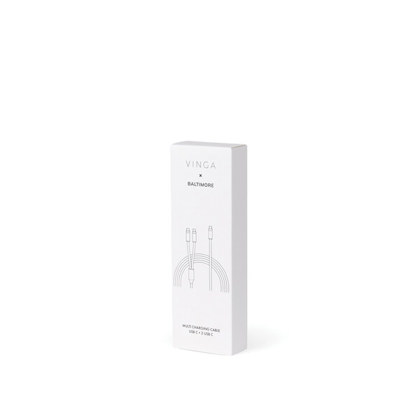 VINGA Baltimore silicone multi charging cable (C+2C) - Greige