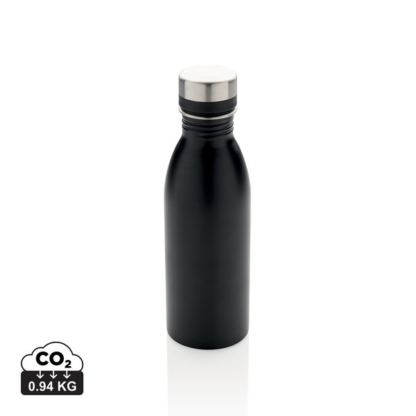 RCS gerecycled roestvrijstalen luxe waterfles - Zwart