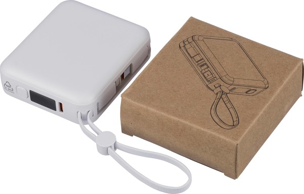 Recycled ABS powerbank Jona - White